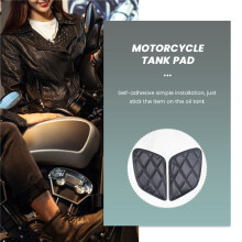 Motorcycle Tank Sticker Retro Motorbike Tank Protection Vintage Decoration Cafe Racer Style Knee Grip Moto Tank Pad(Black)