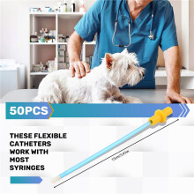 50 Pieces Disposable Artificial Insemination Rods Disposable Breeding Rod Tube Flexible Breeding Catheter Tube for Dog
