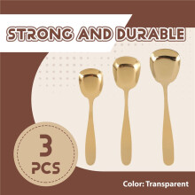 3 Teile / Satz Edelstahl Flache LöFfel Chinesische Silber Suppe Kaffee Tee Abendessen Gold LöFfel Sets KüChe ZubehöR-Gold