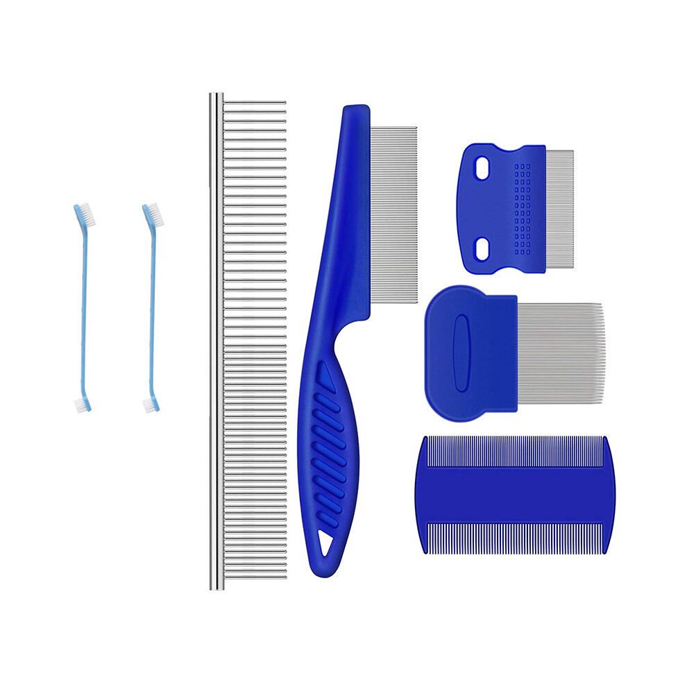 Typecat 7 Pieces Tear Stain Remover Comb Double-Sided Dog Eye Comb Brush Dog Flea Combs Double Comb Multipurpose Tool