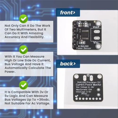 INA260 Detection Sensor Module High/Low Side Voltage Current Power Sensor Module 1