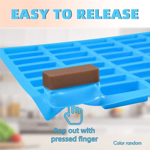 40 Cavity Rectangle Silicone Candy Molds Medium Narrow Caramel Protein Bars Baking Pan Ice  Tray 2