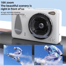 Digital Cameras HD 4K Compact Camera 2.4inch IPS Screen 18X Zoom Anti-Shake Autofocus Camcorder Cameras Black