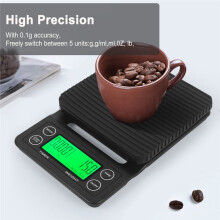 0.1g Accuracy Coffee Scale with Timer 5kg Digital Scale for Pour-over, Espresso, French Press, Kitchen Use