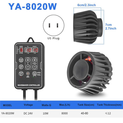 Fish Magnetic Aquarium Wave Maker Powerhead with Digital Led Display Controller Water Inverter Pump US Plug