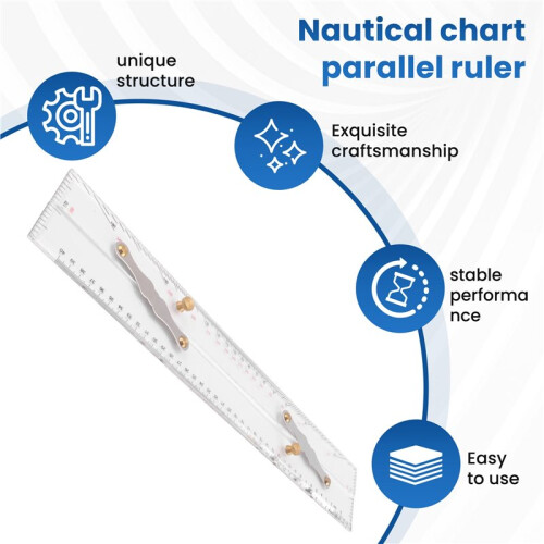 Marine Parallel Ruler Clear Scales, Mapping Points to Pull Parallel Ruler 450MM, Nautical Charts Parallel Ruler for Boat 1