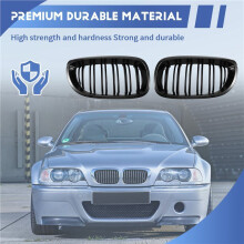 Fits for E46 2D LCI 2003-2006 Carbon Fiber Style Car Dual Slats Front Kidney Grille Grill