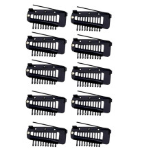 Pack of 10 Strong Chunni Clips with Safety Pin, Easy to Use with Dupatta, Hijab & Tikka Setting Black