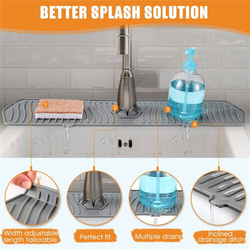 2PCS Kitchen Sink  Faucet Mat  Catcher, Handle Drip Catcher Tray, Multipurpose for Kitchen Dish Drying Mats 2