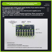 USB 2.0 HUB Splitter 1 to 7  USB2.0 HUB Module High Speed 480Mbps Type-C and  Power Supply USB Expansion