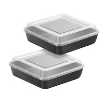 2pcs 8x8 Inch Square Baking Pan with Lid Set, Nonstick Square Cake Pans Metal Bakeware for Oven Cooking Lasagna Brownies
