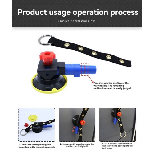 Car Dent Puller Set Quick Fix Car Dent Repair Tool with Rubber Suction Cup Adjustable Straps for Auto Body Care 2