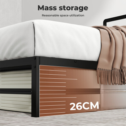 Levede Double HD Metal Platform Bed Black 2