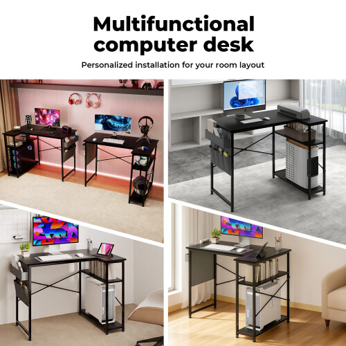 Levede L-Shaped Gaming Corner Desk w/ 2 Shelves 1