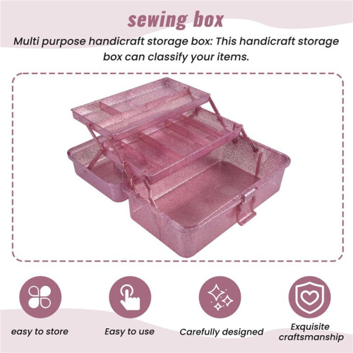 Glitter  &  Tool Storage Box,3-Layer Stackable Carry Tackle Box Sewing Box Organizer for Art 1