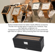 6 Slot Carbon Fibre Watch Box Black