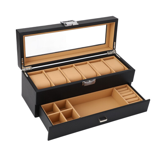 PU Leather Watch Organiser with Drawer