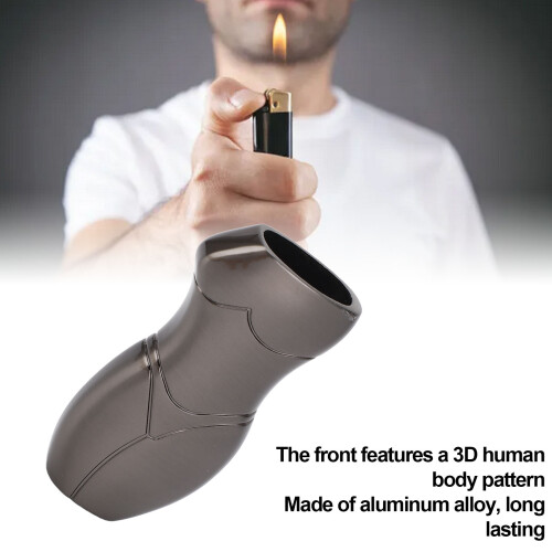 2Pcs 3D Human Shaped Aluminum Lighter Cases Protective Holder Pouch Black 2