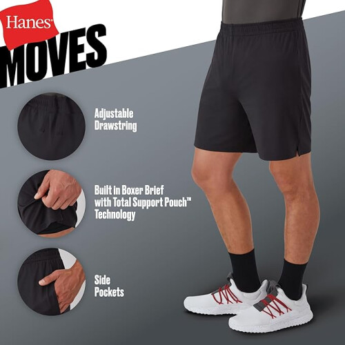 Hanes Mens  Workout Shorts with Boxer Brief Liner 2