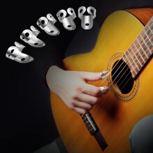 15 Piezas de PúAs de Guitarra, Anillo de PúAs de Pulgar, PúAs de Dedo de Acero Inoxidable para Guitarra AcúStica, Bajo de Banjo (Negro + Plateado)