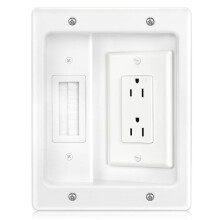 Recessed Outlet Box in Wall Cable Management Kit 15A 125V Hide TV Power Cables & Low Voltage Wires Behind the Wall