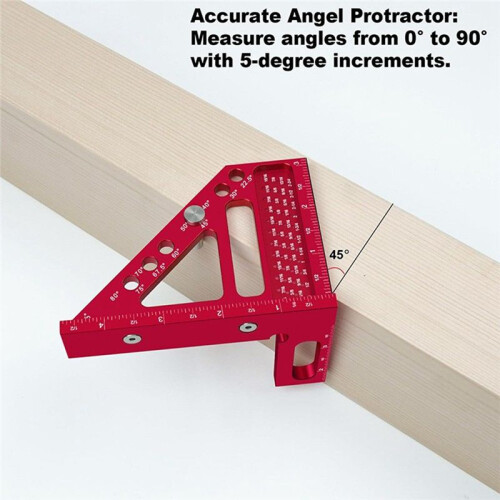 Woodworking Carpenter Square Hole Scribing Ruler Measuring Ruler with Angle Pin Construction Precision Woodworking Tool