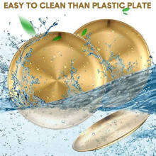 Assiette Ronde en Acier Inoxydable, Plats de Camping, Antirouille, Assiette de Service Alimentaire Empilable 20 cm