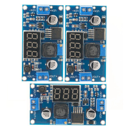 3Pcs LM2596 - Voltage Adjustable Step-Down Converter Voltage Regulator LED Display Voltmeter 4.0-40V to 1.25-37V