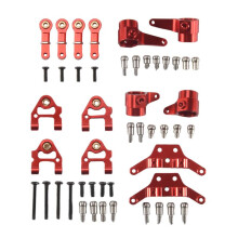 Metal Upgraded Parts Steering Cup Swing Arm Plate Set for P929 P939 K969 K979 K989 K999 1/28 RC Car,Red