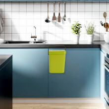 Trash Can with Lid Under Sink Green Trash Can Plastic Waste Basket Hanging Waste Bin for Bathroom/Office,Waste Compost Bin for Kitchen Small Garbage