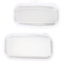 Paquete de 2 estuches rígidos de PVC transparente con cremallera, maquillaje