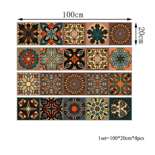 20 Pcs 3D Multi Moroccan Self-Adhesive Bathroom Kitchen Wall Stair Tile Sticker