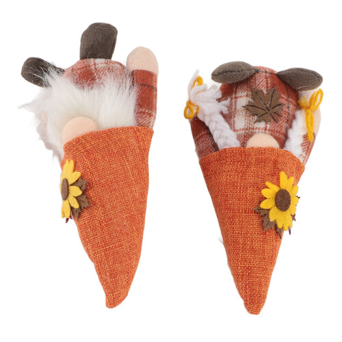 2 Stück Sonnenblumen-Plüschgnome - handgefertigt aus Polyester