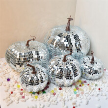 Bola de Espejo de DISCO para Bar y Boda, Adornos, Calabaza, Bola de Discoteca de Calabaza, Decoración del Hogar de Halloween, 15cm