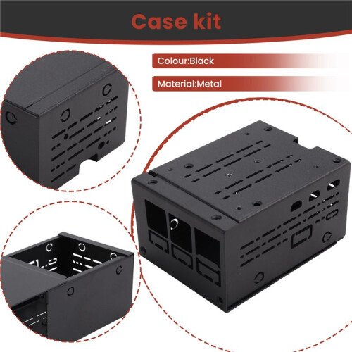 For Raspberry Pi 5 Industrial Grade Large Space Metal Case for Active Cooler PCle/PoE HAT 2