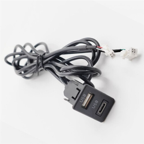 Car Dash Mount USB+TYPE-C Port Panel Interface Extension Cable Adapter Car Dashboard Vehicle Navigation USB Socket 2