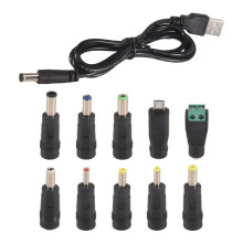 USB To Power Cable Universal USB To Jack Charging Cable Power Cord with 10 Interchangeable Plug Connectors Adapter