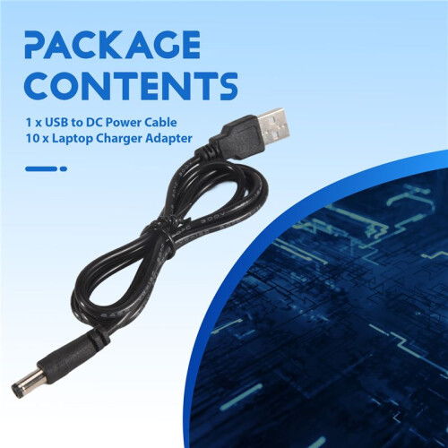 Câble D'Alimentation USB Vers  Câble de Charge Universel USB Vers Prise CC Cordon D'Alimentation avec 10 Adaptateurs de Connecteurs Interchangeables 2