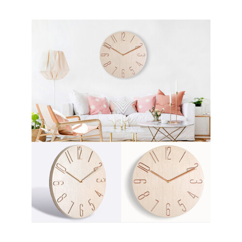 RelóGio de Parede Simples de 12 Polegadas para Sala de Estar em Casa RelóGio de Parede RelóGio Moda Quarto RelóGio de Parede Bege 2