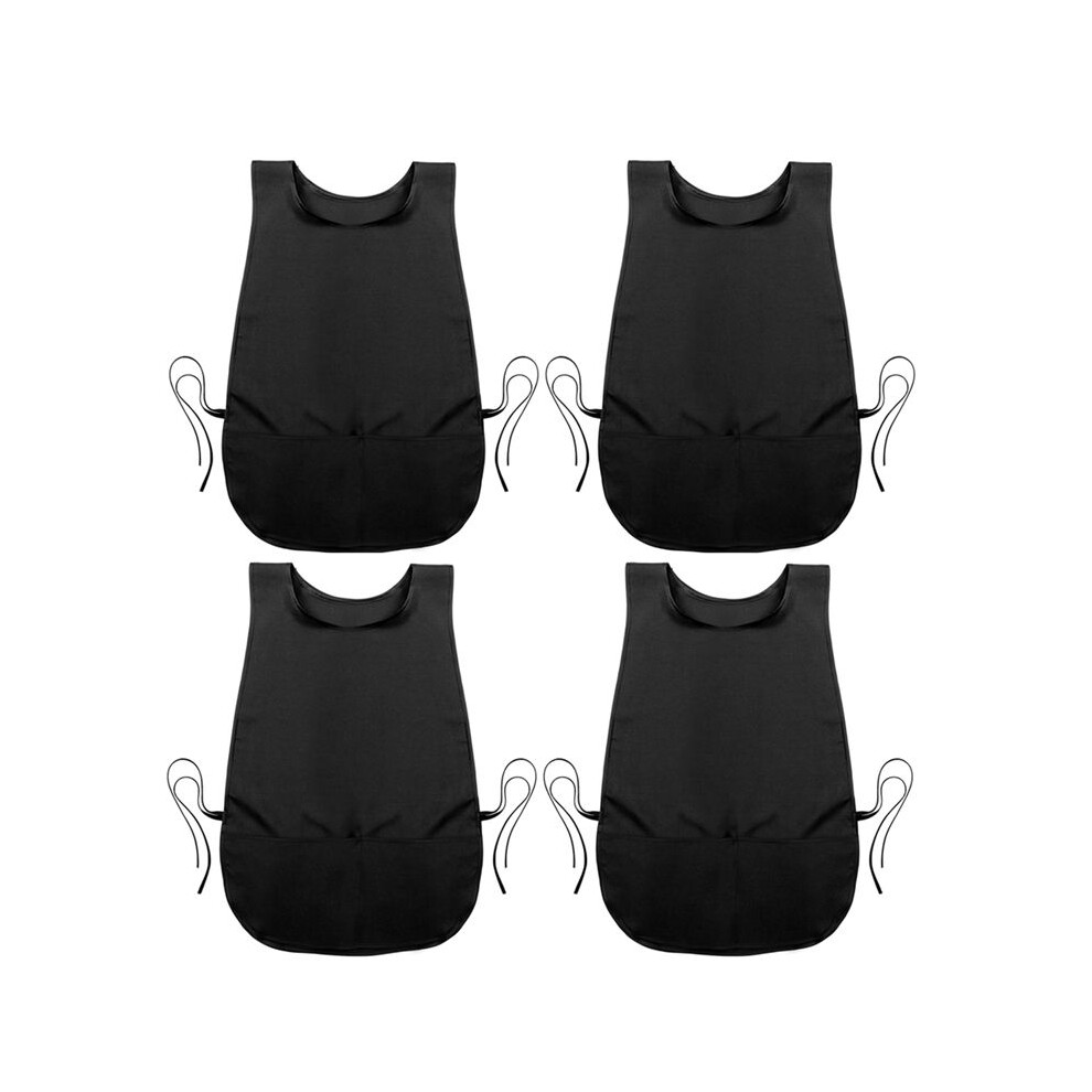 4 Pack Cobbler Apron With 2 Pockets, Waterproof Art Smock For Women, Men, Cleaning, Painting, Housekeeping, Work Black 4711837665350