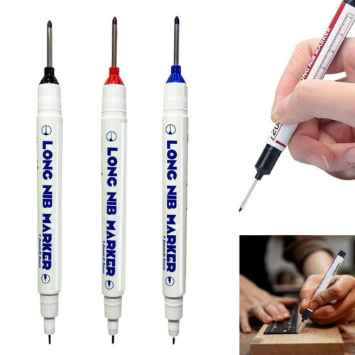 3 PCS Long- Deep Hole  Pens, Upgrade Long Nib  Set, Construction Markers Scriber Marking Tools 2