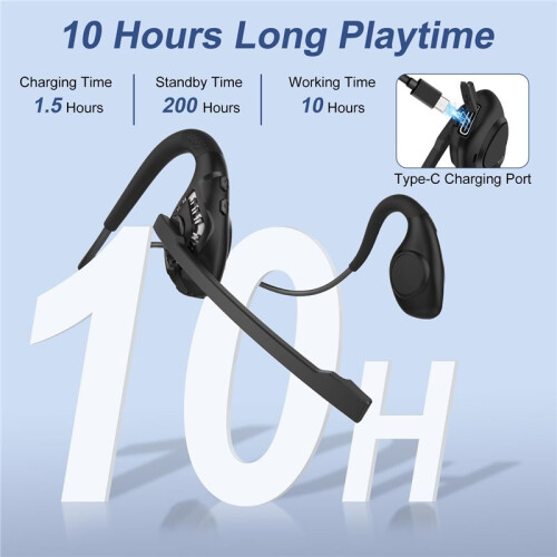 Headset with Microphone,Open Ear Headphones Wireless Noise Cancelling Headset for Office Driving Work Home