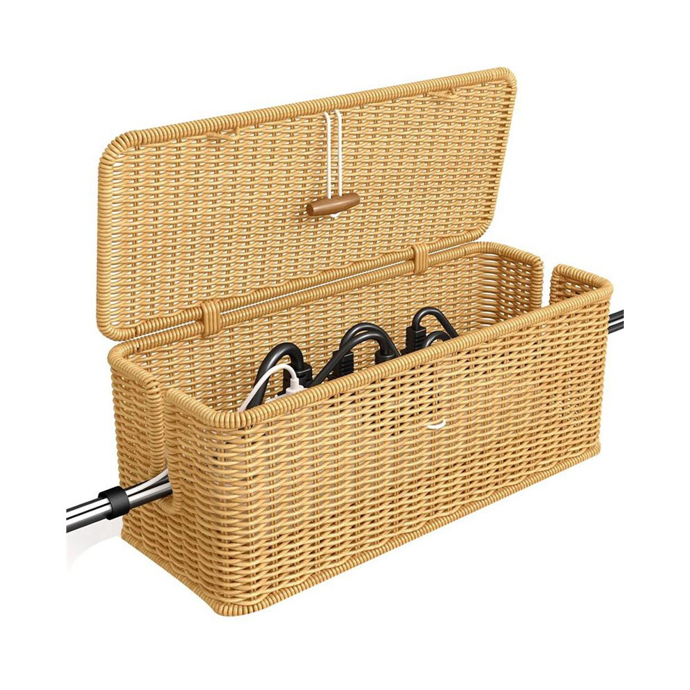 Cable Management Box, Power Strip Organizer With Locked Cover,Handmade Rattan Cable Organizer Cords Hider,Cord Organizer 4712551319321