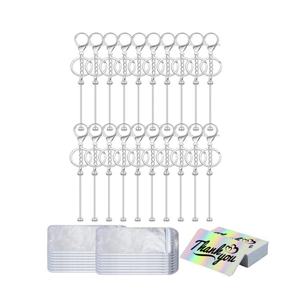 60Pcs Beadable Keychain Bars Blank Diy Keychains Bar For Beads Purse Keychains Thank You Cards For Women 6034004582181