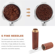 Espresso-Verteiler-RüHrwerkzeug, 6 Nadeln Espresso-Kaffee-RüHrer Espresso-Nadelverteiler mit Latte Pen