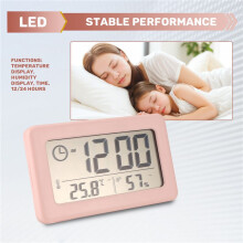 LED Digital Uhr Elektronischer Digital Bildschirm Desktop Uhr für Hause BüRo Hintergrundbeleuchtung Schlummern Data Kalender Uhren -Rosa