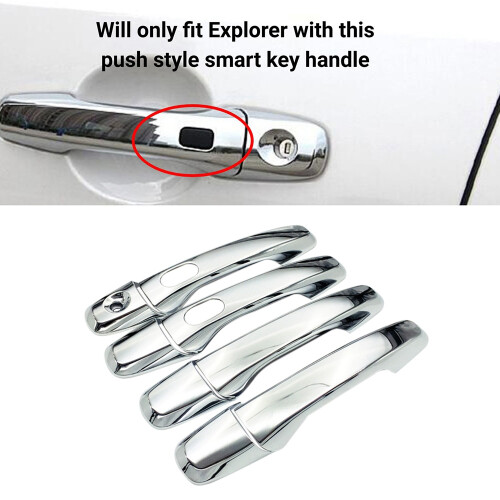 8PCS ABS Silver Chrome Outer Side Door Handle Cover Trim with  Hole for  Explorer 2011-2018 1