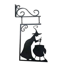 Halloween Witch Cauldron Silhouette Wall Decor,Metal Witches Cauldron Wall Hanging Ornament,Hanging Wall Art Home Decor