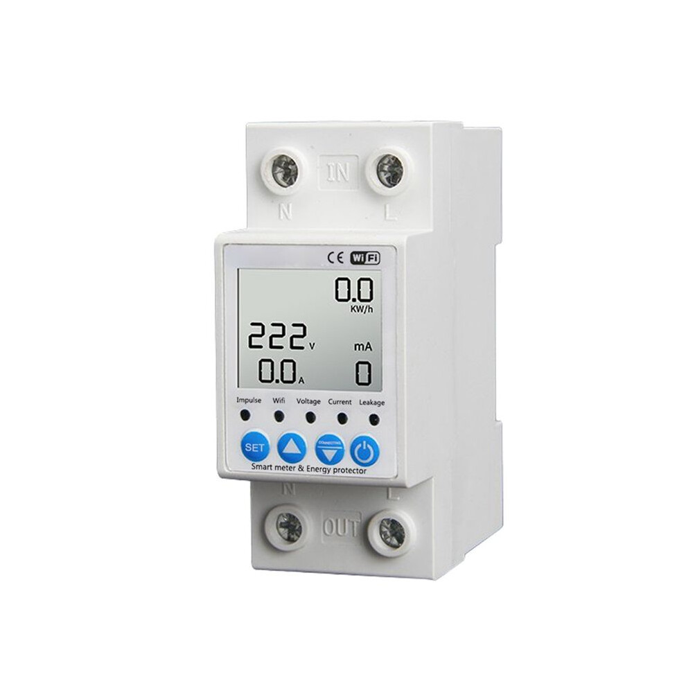2P Tuya Wifi Intelligent Leakage Protecting 63A Current Voltage Monitoring Circuit Breaker Timer Power Meter 4711362290461