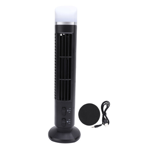 Ventilador de torre sin aspas compacto 3 pilas AA USB negro 2